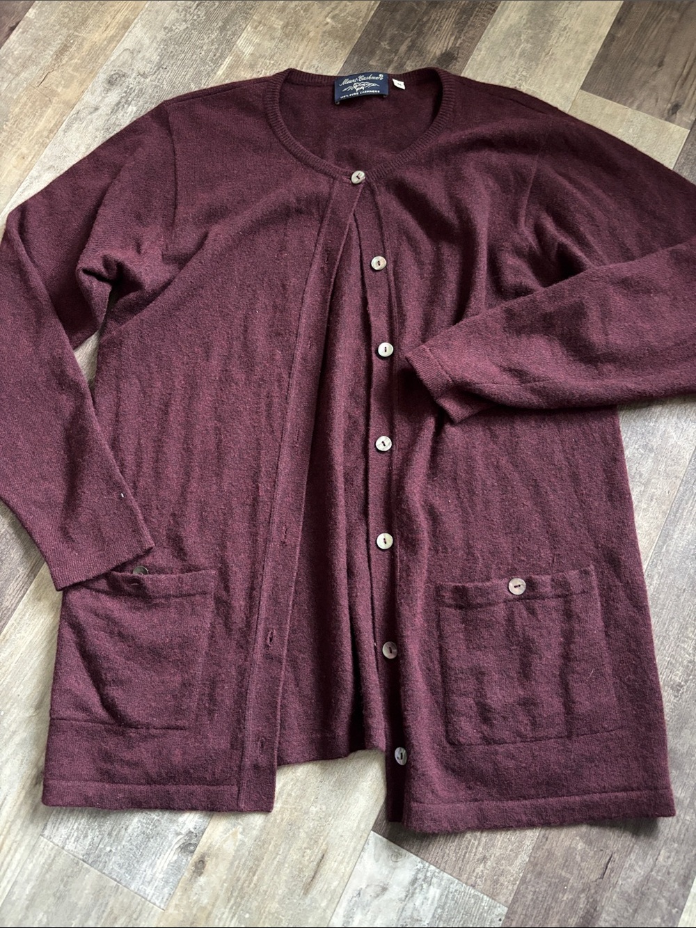Mount Cashmere burgundy cozy Cardigan Sweater size M